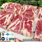 Australia BEEF TRIMMINGS 85CL daging sapi tetelan frozen GBP bulk carton pack +/- 28kg 50x33x18cm (price/kg)
